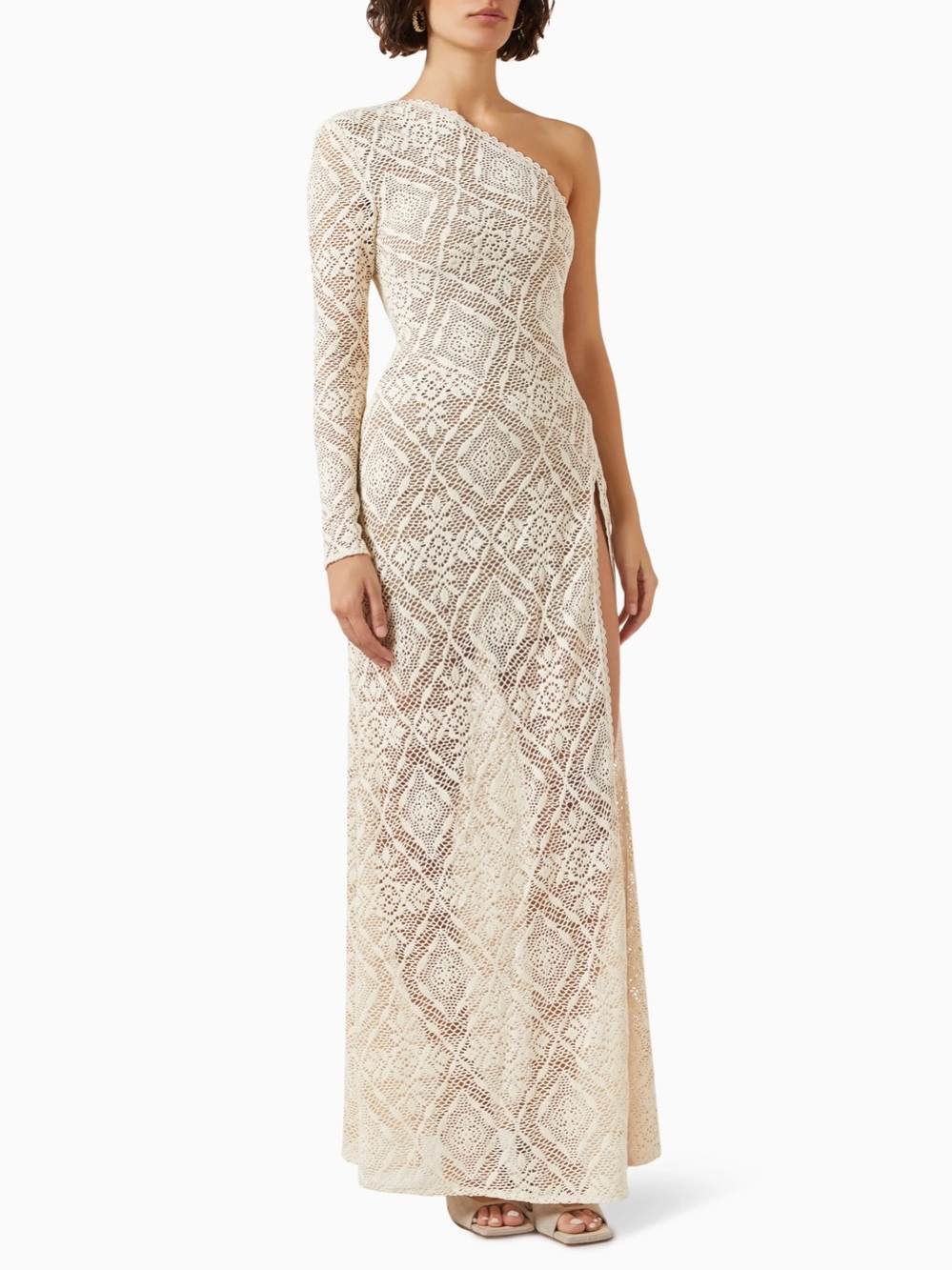 BRONX & BANCO Ameena One Shoulder Maxi Dress in Cream Sz S